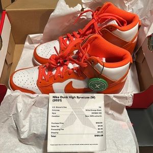 nike dunk high syracuse WOMEN SZ 7, MEN SZ 5.5
